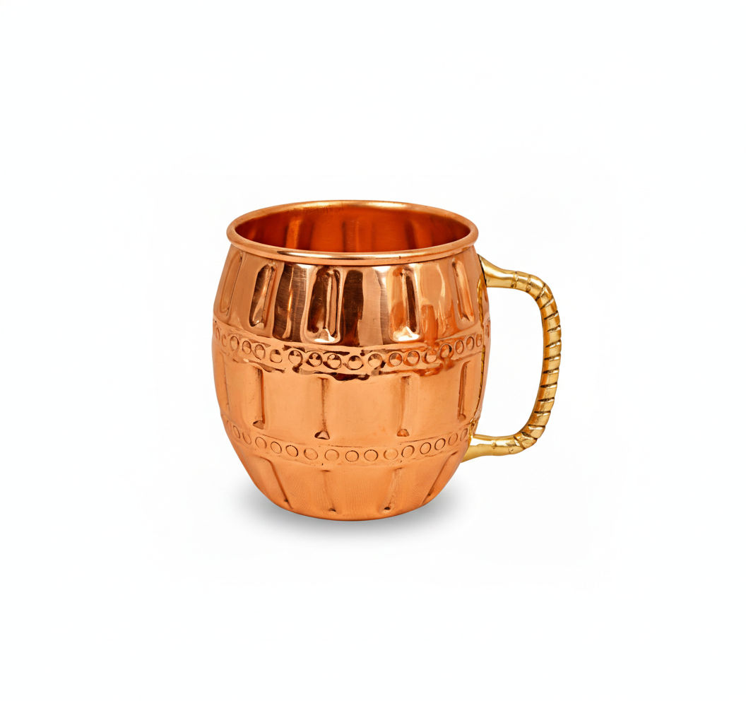 Pure copper round design muscow mule beer mug (pahaldar), 600 ML